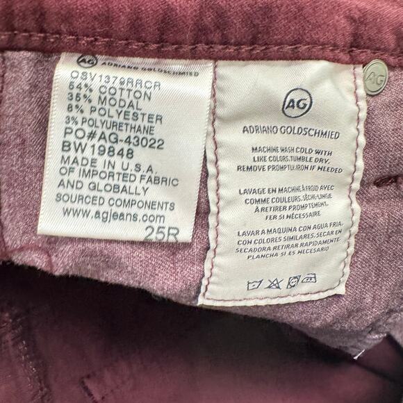 NWT Adriano Goldschmied Women's Red Stretch Mid Rise Cotton Skinny Pant Size 25 - Picture 8 of 10